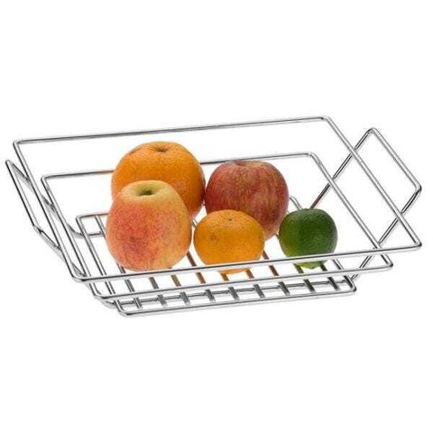 Fruteira de Mesa Quadrada Baixa - Prata com Metalico - Sch2412 - Aramados Schmitt