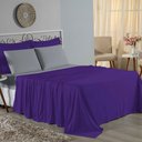Ver imagem 1 de Jogo de Cama Casal Viúva Nobre 4 Peças Malha 100% Algodão - Roxo / Cinza