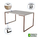Ver imagem 3 de Mesa Industrial Base Ferro Cobre 137x75 Tampo Branco 4 Cadeiras Eiffel Madeira Assento Branco