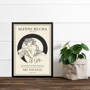 Ver imagem 2 de Quadro Minimalista Mulher Mucha - Art Nouveau 24x18cm:moldura Preta