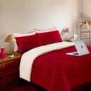 Ver imagem 1 de Kit 6 Pçs com Edredom e Lençol Aconchego Casa Dona Dupla Face Casal Queen Vermelho e Palha