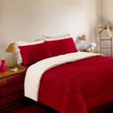 Ver imagem 4 de Kit 6 Pçs com Edredom e Lençol Aconchego Casa Dona Dupla Face Casal Queen Vermelho e Palha