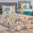 Ver imagem 3 de Enxoval Kit Colcha + Jogo de Cama Lençol Bouti Solteiro Infantil Kids 4 Peças - Dino