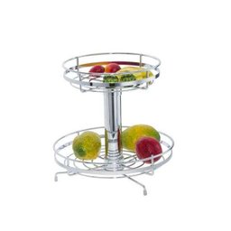 Fruteira Redonda Giratoria de Mesa com Vidro - Prata com Metalico - Sch2413 - Aramados Schmitt - 1