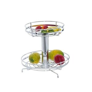 Fruteira Redonda Giratoria de Mesa com Vidro - Prata com Metalico - Sch2413 - Aramados Schmitt