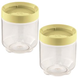 2 Potinhos Organizador C/ Tampa de Rosquear 600ML Amarelo UZ - 1