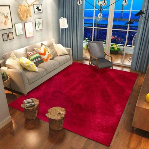 Tapete de Sala Felpudo Sedoso 1,50Mx2,00M Vermelho Casa Dona