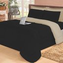 Ver imagem 1 de Kit 6 Pçs com Cobre Leito Aconchego Casa Dona Dupla Face Casal Queen Preto e Bege