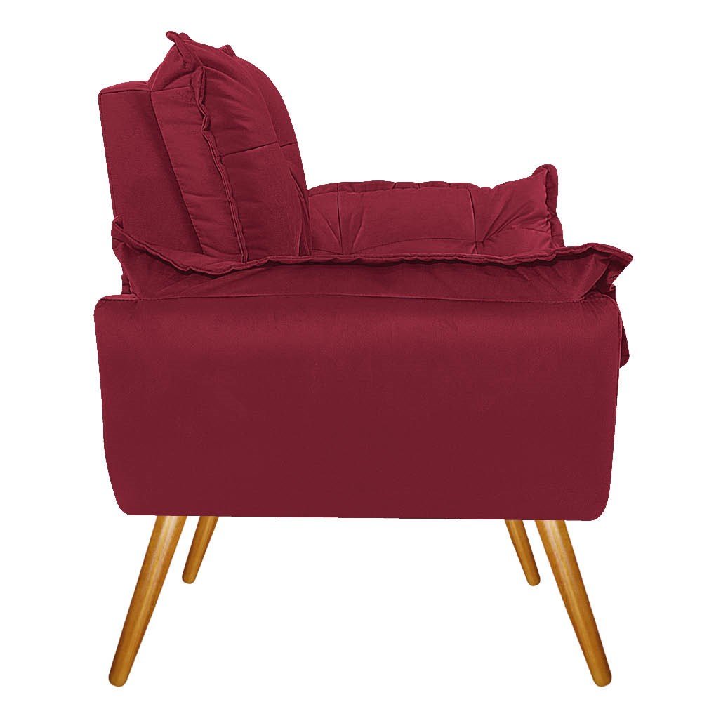 Poltrona Cadeira Decorativa Opala Suede Bordô Pés Palito para Recepção Sala Consultório Escritório - 3