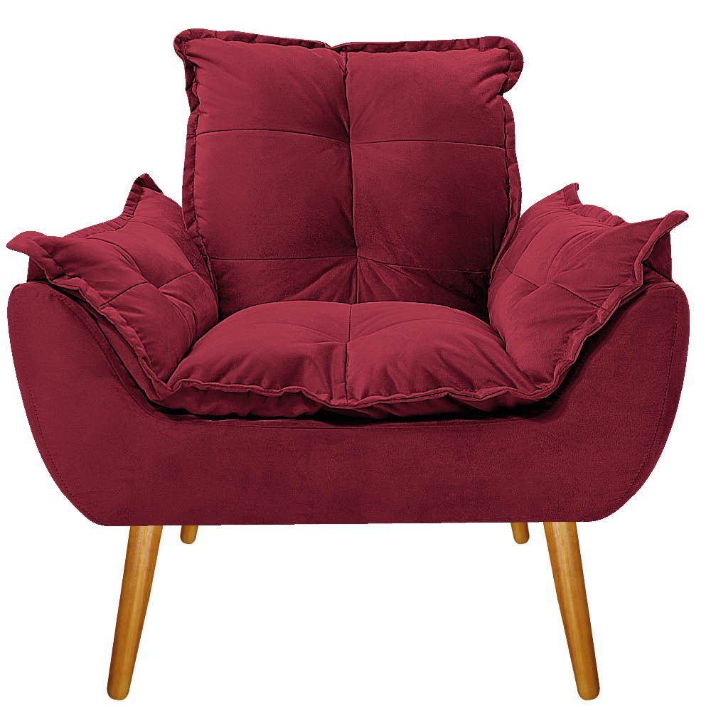 Poltrona Cadeira Decorativa Opala Suede Bordô Pés Palito para Recepção Sala Consultório Escritório - 2