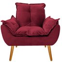 Ver imagem 2 de Poltrona Cadeira Decorativa Opala Suede Bordô Pés Palito para Recepção Sala Consultório Escritório