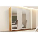 Ver imagem 1 de Guarda Roupa Casal 4 Portas (2 C/ Espelho) e 4 Gavetas Porto Freijo/creme - Politorno