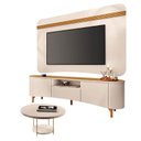 Ver imagem 1 de Rack Bancada Elara e Painel Armony Off White Cinamomo com Mesa de Centro Sky Off White - Hb Móveis