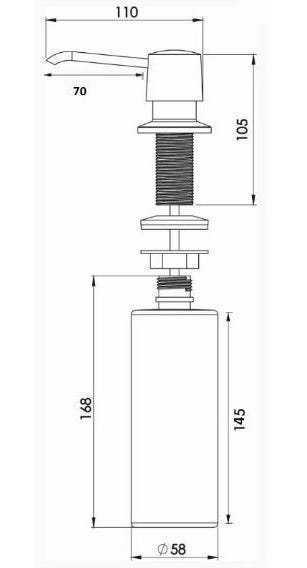 Lixeira Pia Cozinha Embutir 3 Litros Inox + Dosador Metal - 4