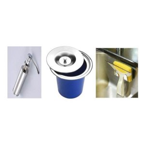 Lixeira Embutir 3 L + Dosador Suporte Inox + Suporte Bucha