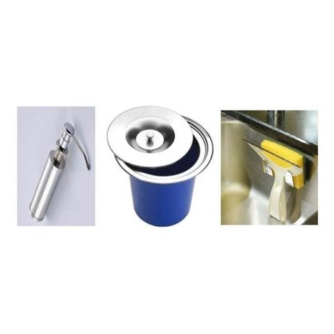 Lixeira Embutir 3 L + Dosador Suporte Inox + Suporte Bucha