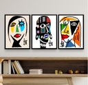 Ver imagem 1 de Kit Composição 3 Quadros Mulheres Coloridas Abstrato 24x18cm - com Vidro:madeira Branca