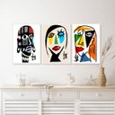 Ver imagem 2 de Kit Composição 3 Quadros Mulheres Coloridas Abstrato 24x18cm - com Vidro:madeira Branca