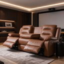 Ver imagem 2 de Poltrona Reclinável Elétrica 3 Lugares Cinema com Massagem Montelli L07 Couríssimo Marrom - Lyam Dec