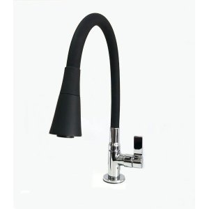 Torneira Cozinha Gourmet Emborrachada Preta Mesa 2 Jatos