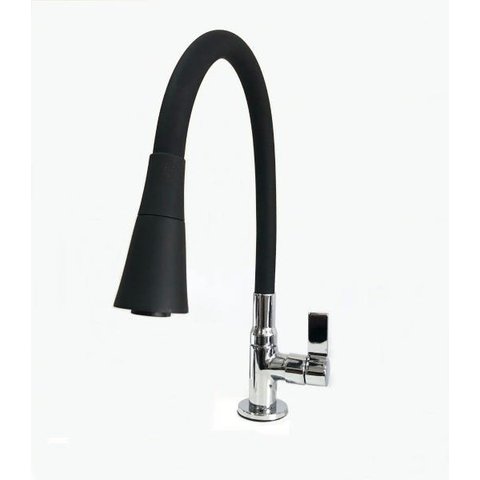 Torneira Cozinha Gourmet Emborrachada Preta Mesa 2 Jatos