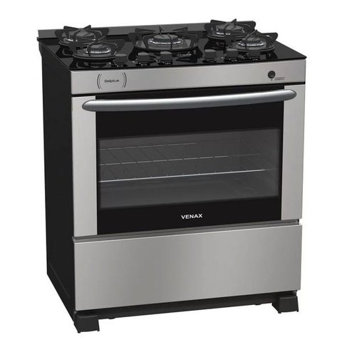 Fogão a Gás Del Plus Vítreo 5 Bocas Inox GLP Venax