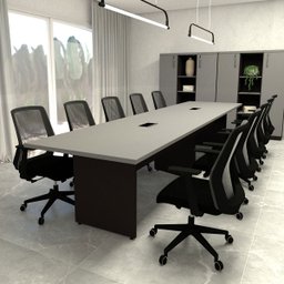 Mesa de Reunião Cs Pre 3,80m X 1,10m 2 Caixas de Tomadas F5  - 1