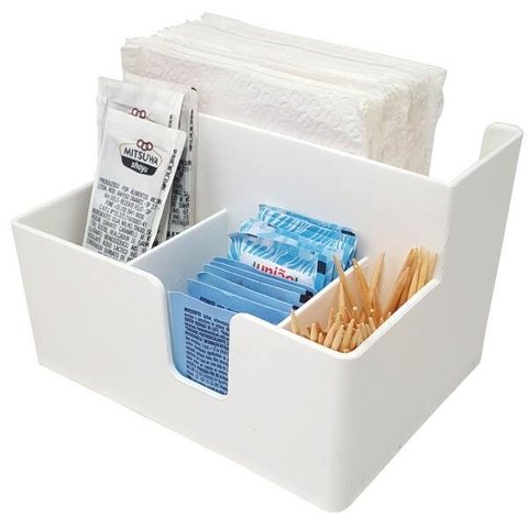 Kit 15 Portas Sachês Guardanapos Açúcar Organizador Multiuso Bancada Branco