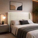 Ver imagem 1 de Cabeceira Casal Estofada Ideal para Cama King 190cm Bouclé - Bege