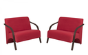 Ver imagem 1 de Kit 2 Poltronas Namoradeira 2 Lugares Vênus D Salla Suede Braço Madeira Vermelho