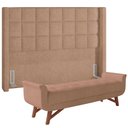 Ver imagem 1 de Kit Cabeceira Cama Box Paris 140cm com Puff Recamier Itália P05 Bouclê Bege