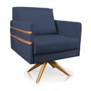 Ver imagem 1 de Poltrona Giratória Mari Suede Azul Marinho Base de Madeira MA30 - D’Rossi