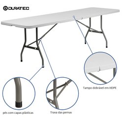 Mesa com Pés Dobráveis 2,4m Duratec - 3