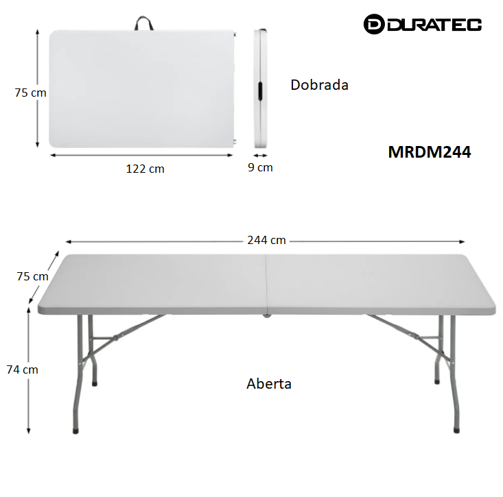 Mesa com Pés Dobráveis 2,4m Duratec - 4