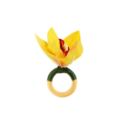 Porta Guardanapo em Silicone Orquídea Cimbidio Amarela Mameg