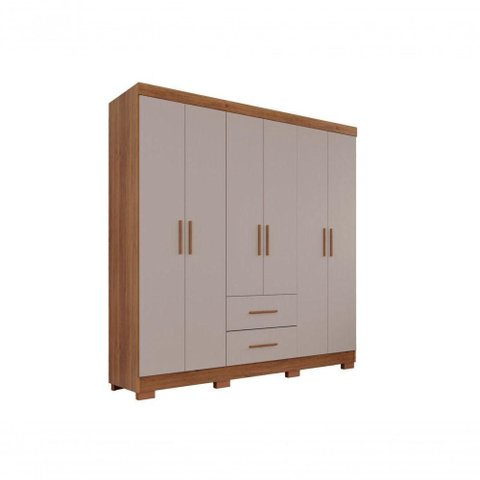 Guarda-roupa Casal 6 Portas 2 Gavetas Estrela Premium Salleto Cinamomo/off White