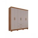 Ver imagem 1 de Guarda-roupa Casal 6 Portas 2 Gavetas Estrela Premium Salleto Cinamomo/off White