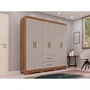 Ver imagem 6 de Guarda-roupa Casal 6 Portas 2 Gavetas Estrela Premium Salleto Cinamomo/off White