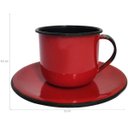 Ver imagem 4 de Jogo de Xícaras Com Pires 6 Canecas Esmaltada 180ml Chá Café Vermelha