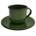 Ver imagem 1 de Caneca Esmaltada Xícara com Pires para Chá Café 180ml