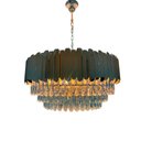 Ver imagem 1 de Lustre Pendente Clássico Zurique Gold em Inox e Cristal - 40x75cm