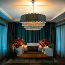 Ver imagem 2 de Lustre Pendente Clássico Zurique Gold em Inox e Cristal - 40x75cm