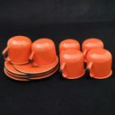 Ver imagem 3 de Jogo De Xícaras Com Pires 6 Canecas Esmaltada 180ml Chá Café Laranja