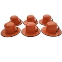 Ver imagem 1 de Jogo De Xícaras Com Pires 6 Canecas Esmaltada 180ml Chá Café Laranja
