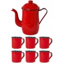 Ver imagem 1 de Bule Café Esmaltado 1,25 Litros e 6 Xícaras 70ml Tradicional Vermelho