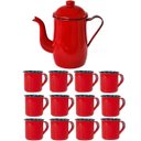 Ver imagem 1 de Bule Café Esmaltado 1,25 Litros e 12 Xícaras 70ml Tradicional Vermelho