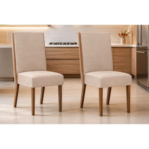 Kit 2un Cadeiras Cozinha Anne Nature/Caramelo/Creme Henn