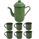 Ver imagem 1 de Bule Café Esmaltado 1,25 Litros e 6 Xícaras 70ml Tradicional Verde Botânico