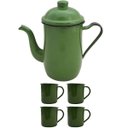 Ver imagem 1 de Bule Café Esmaltado 1,25 Litros e 4 Xícaras 70ml Tradicional Verde Botânico