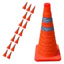 Ver imagem 4 de Cone Sinalizaçao Retratil Kit 15 Uni Flexivel Estrada Dobravel Alerta Obra Rodovia Segurança Emergen